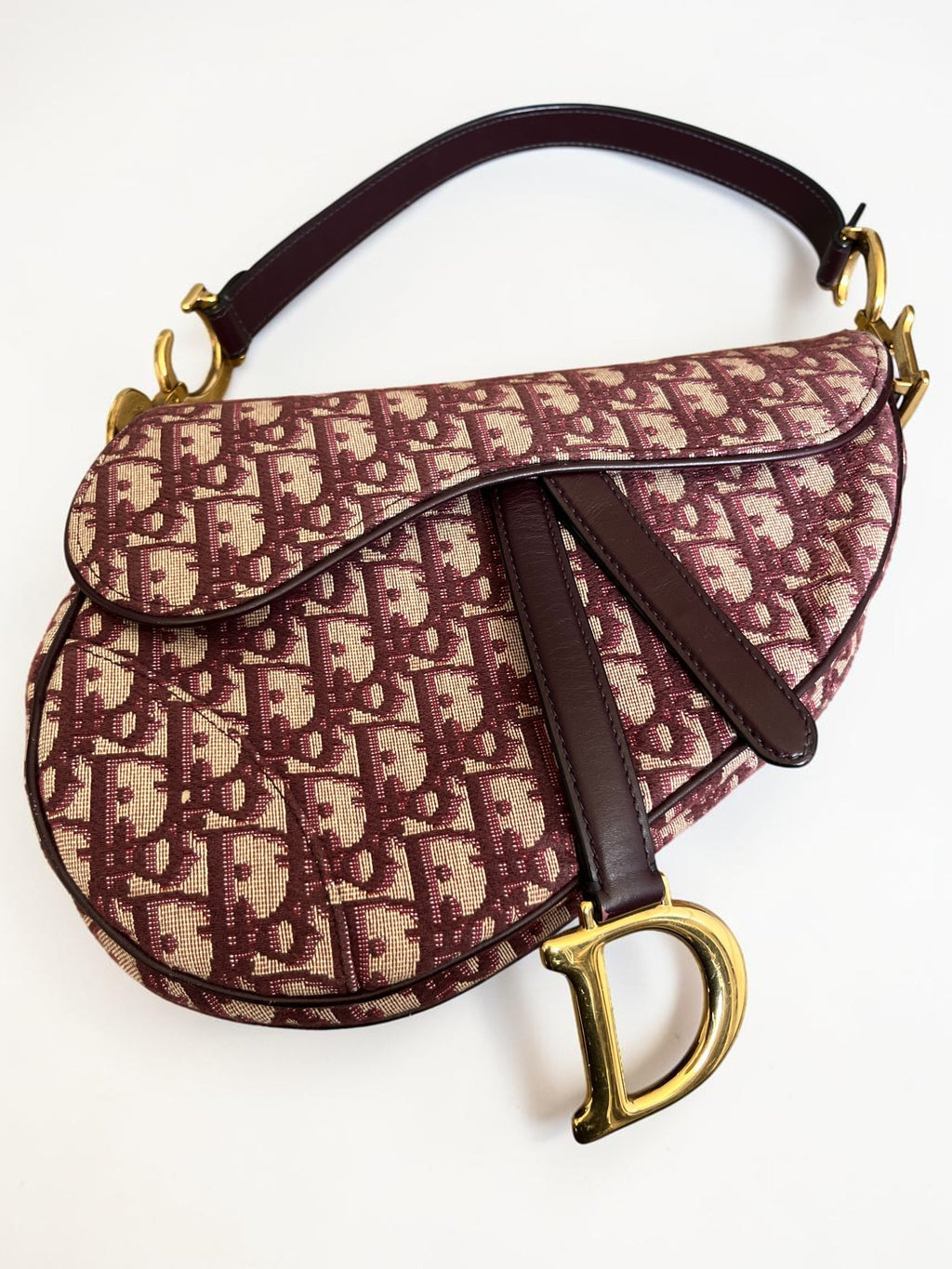 Dior Saddle Bag Oblique Jacquard Burgundy