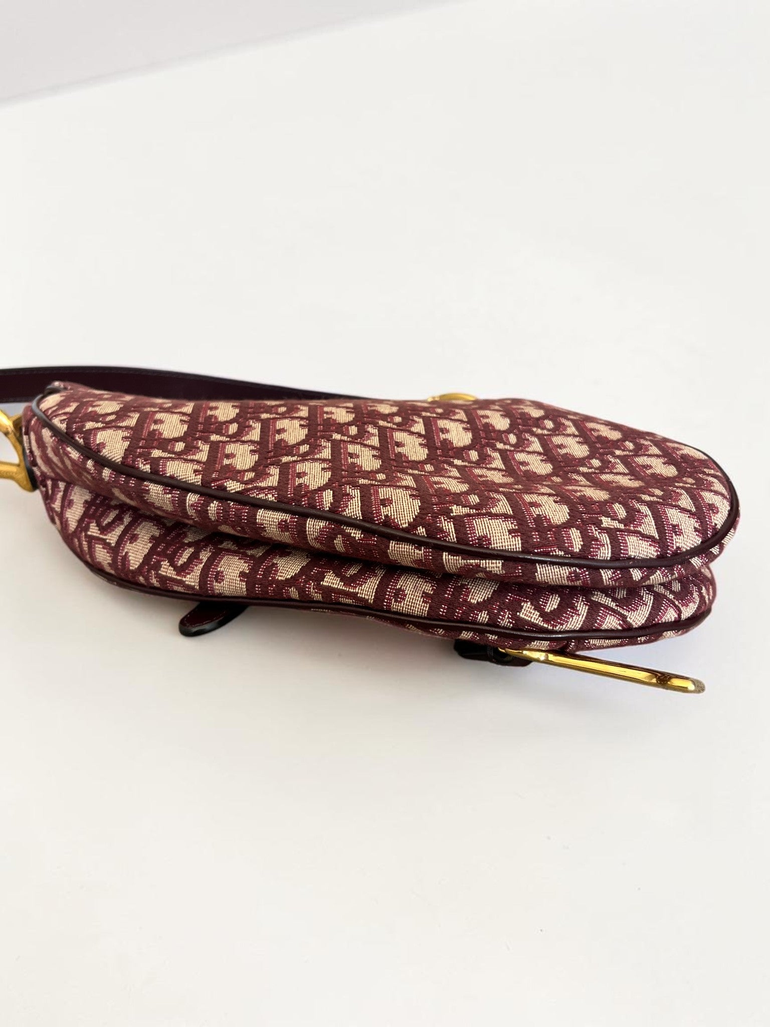Dior Saddle Bag Oblique Jacquard Burgundy
