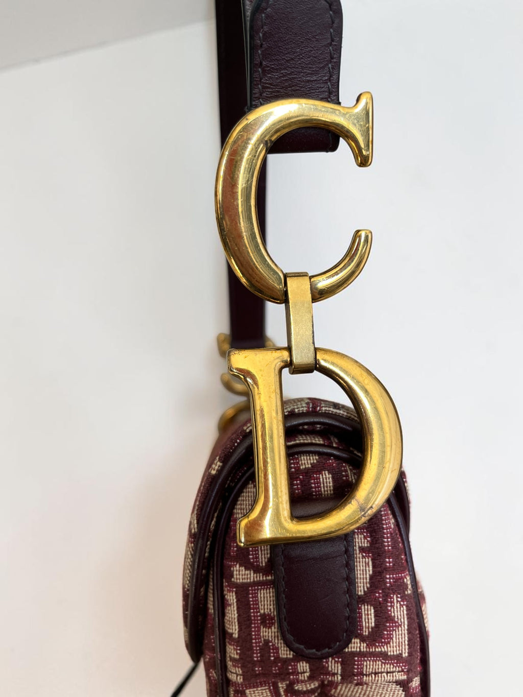 Dior Saddle Bag Oblique Jacquard Burgundy