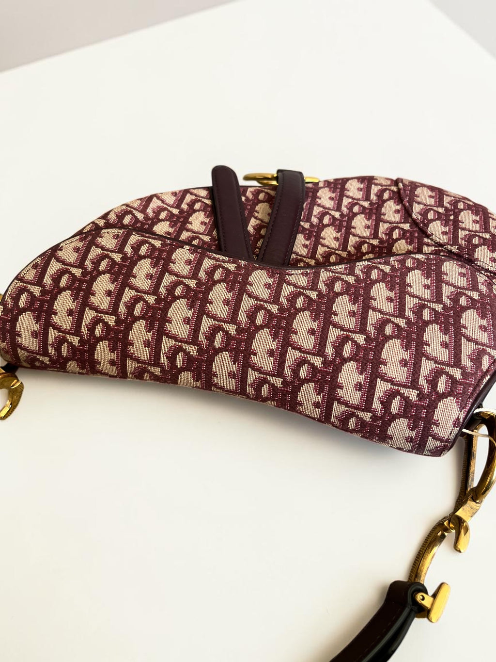 Dior Saddle Bag Oblique Jacquard Burgundy