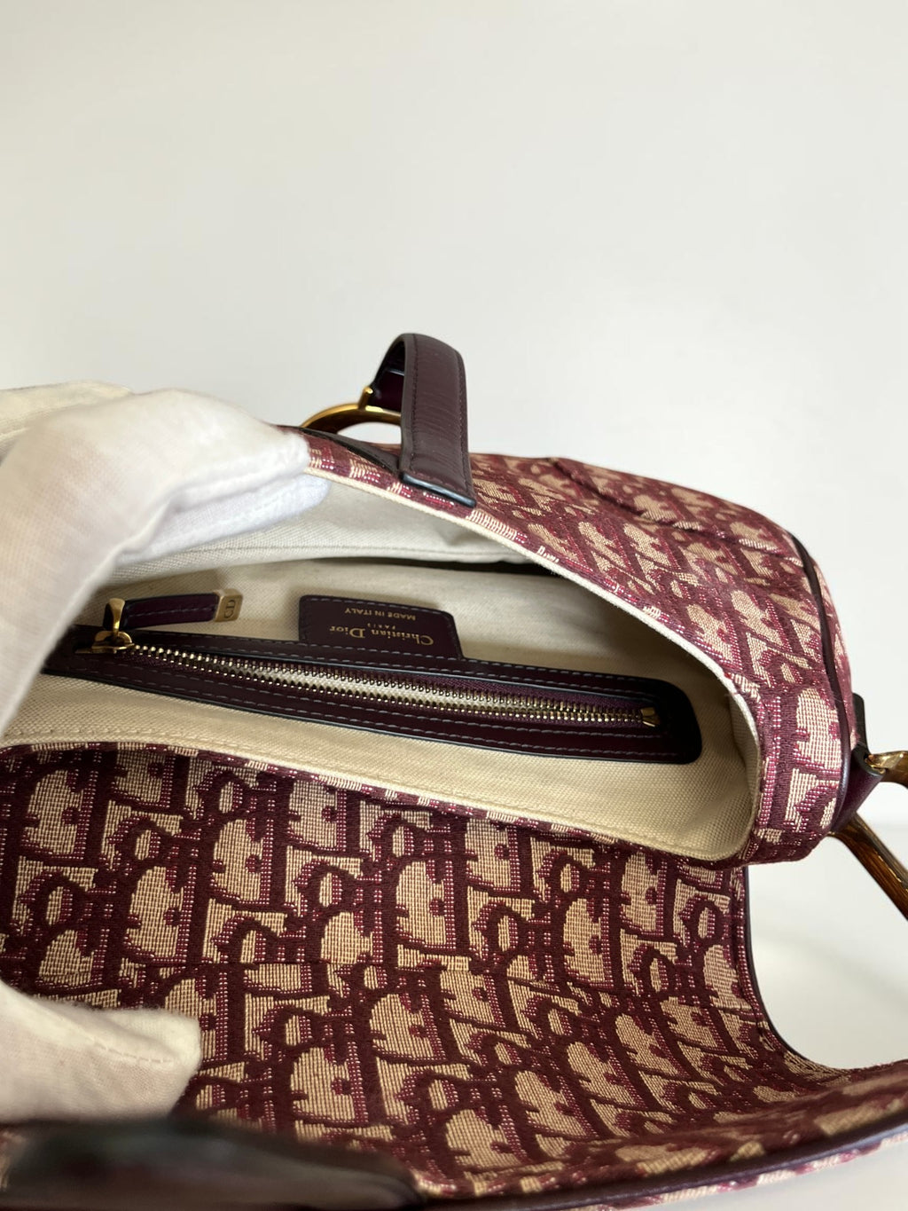 Dior Saddle Bag Oblique Jacquard Burgundy