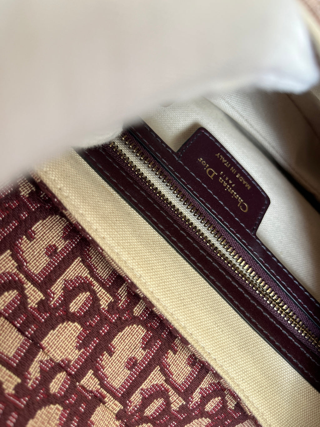 Dior Saddle Bag Oblique Jacquard Burgundy