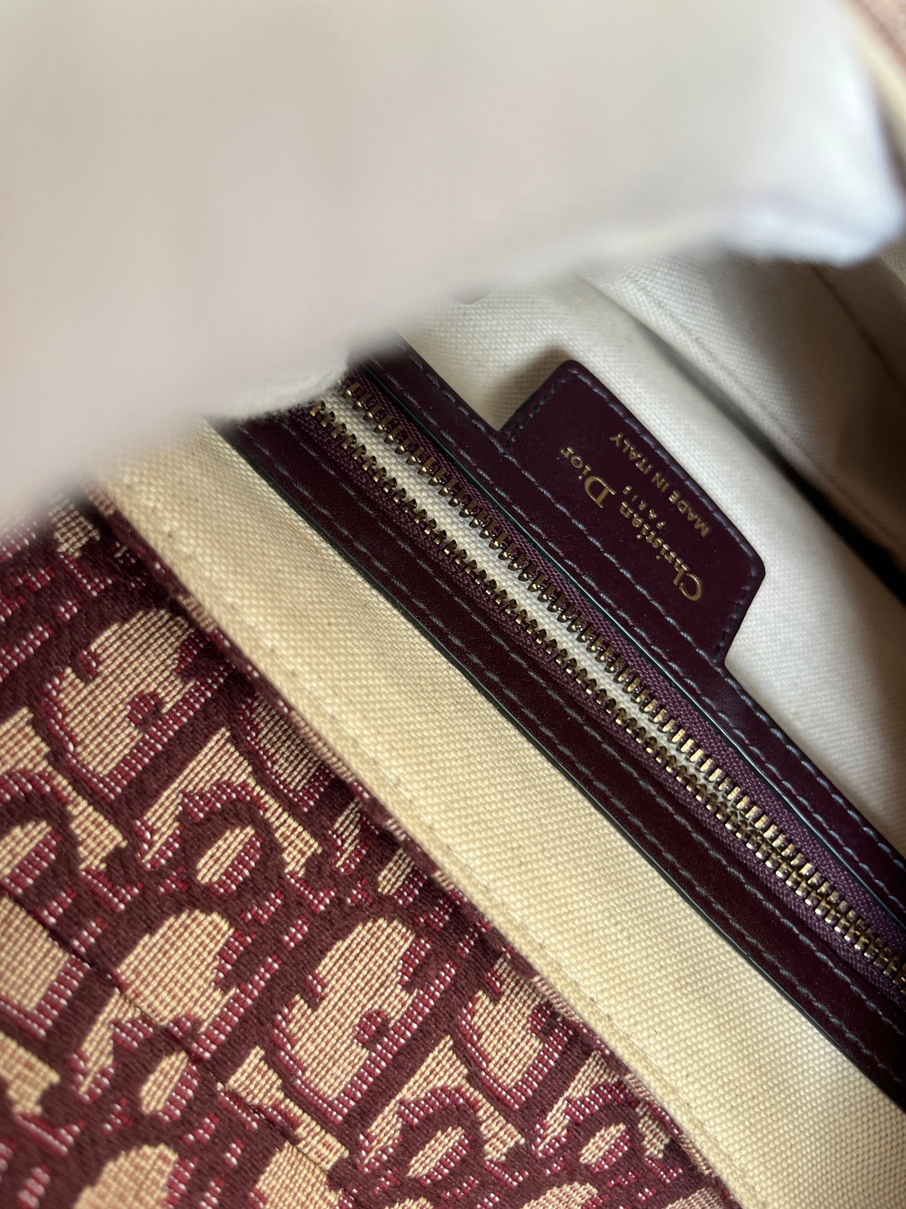 Dior Saddle Bag Oblique Jacquard Burgundy