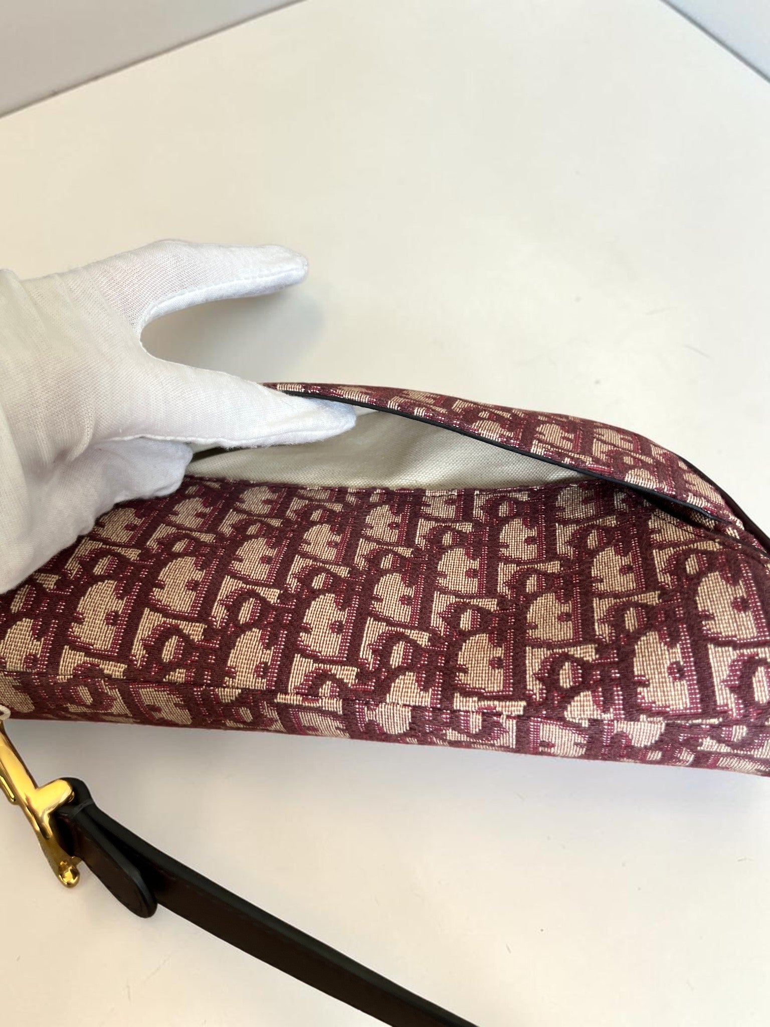 Dior Saddle Bag Oblique Jacquard Burgundy