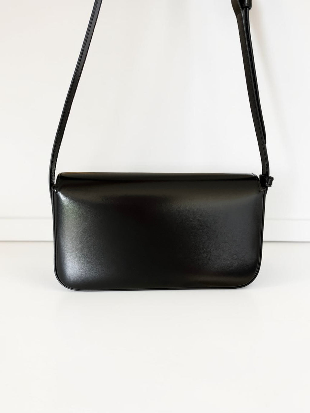 Celine Triomphe Claude Bag In Black Smooth Leather