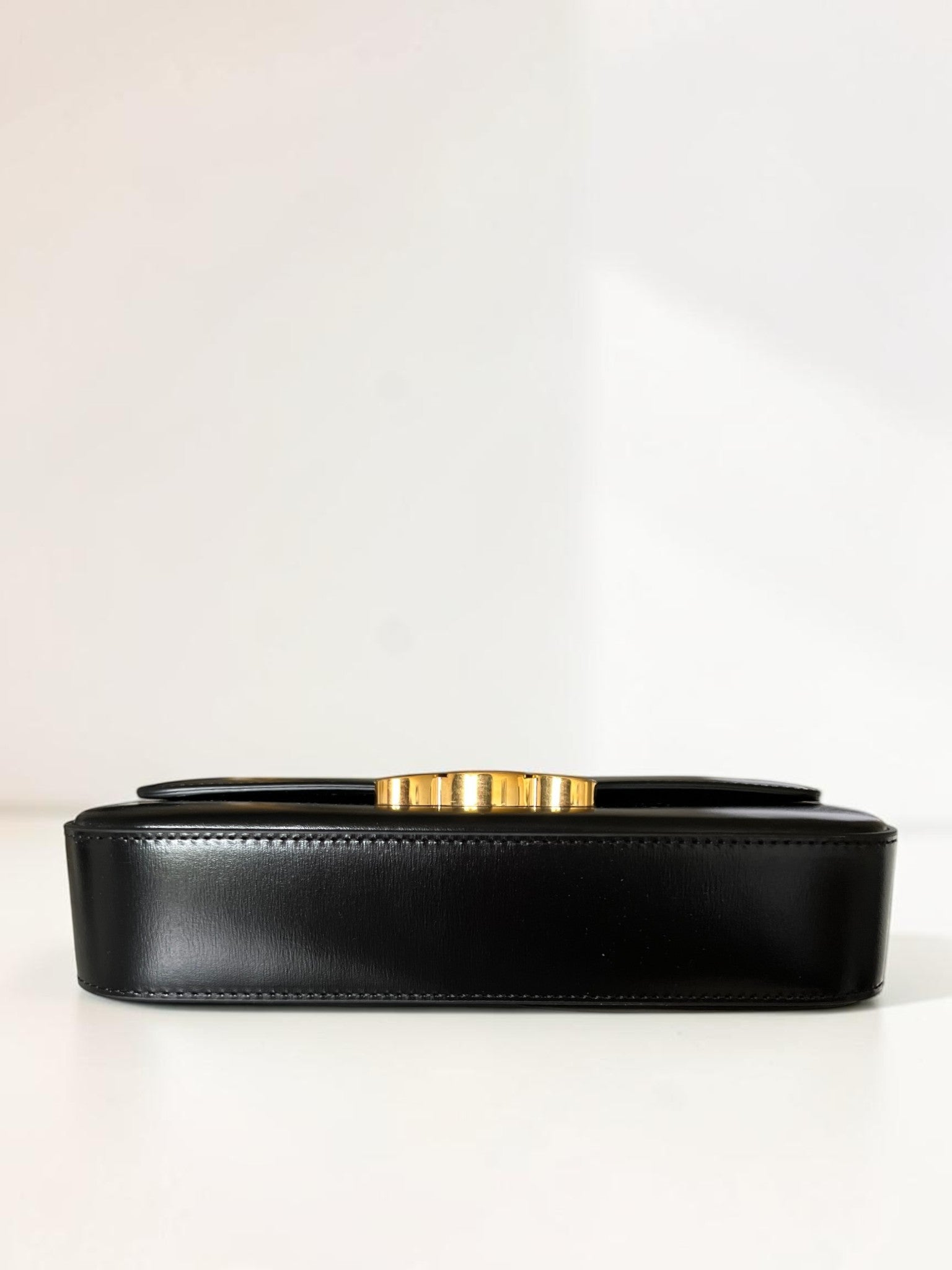 Celine Triomphe Claude Bag In Black Smooth Leather