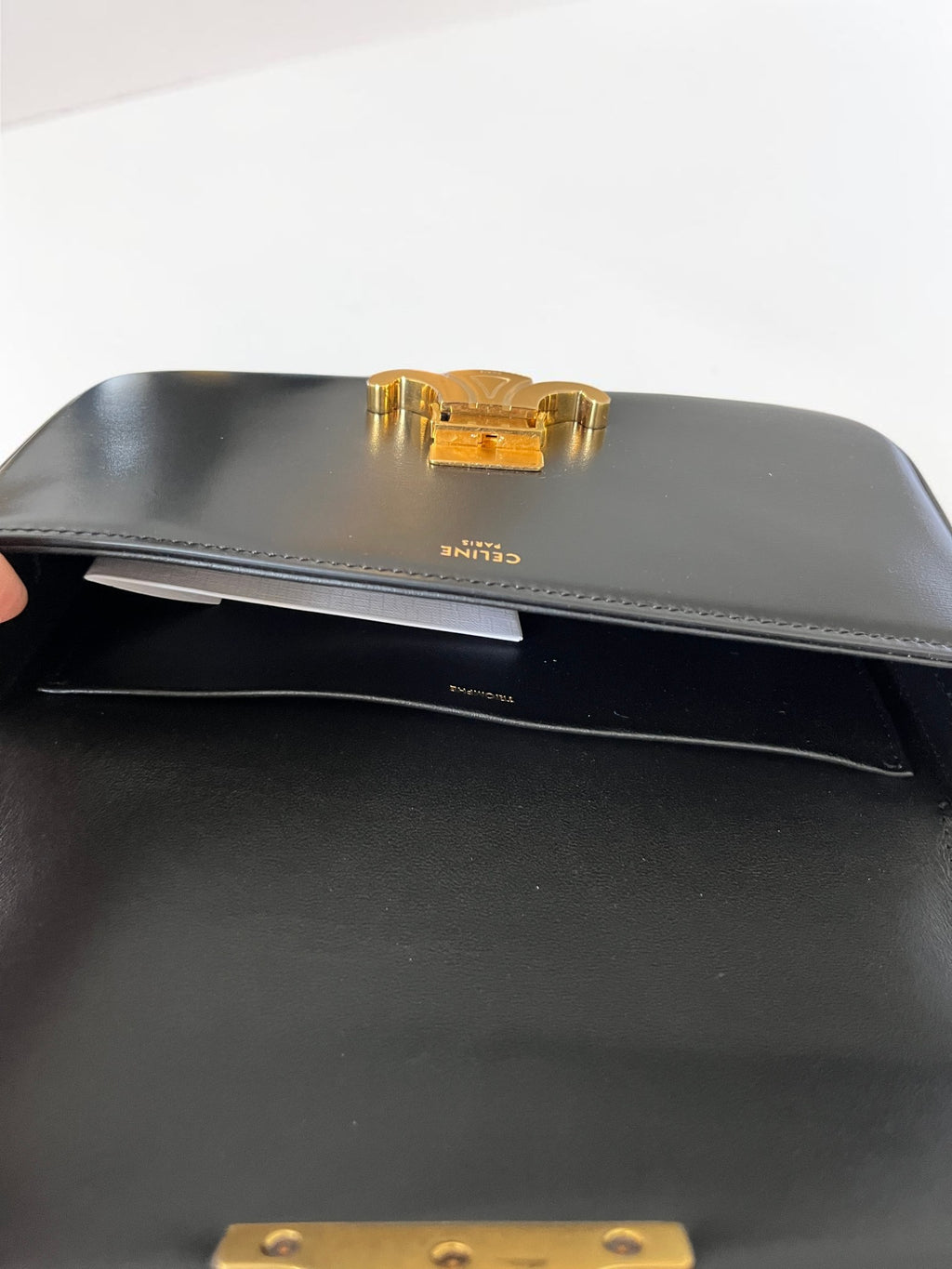 Celine Triomphe Claude Bag In Black Smooth Leather