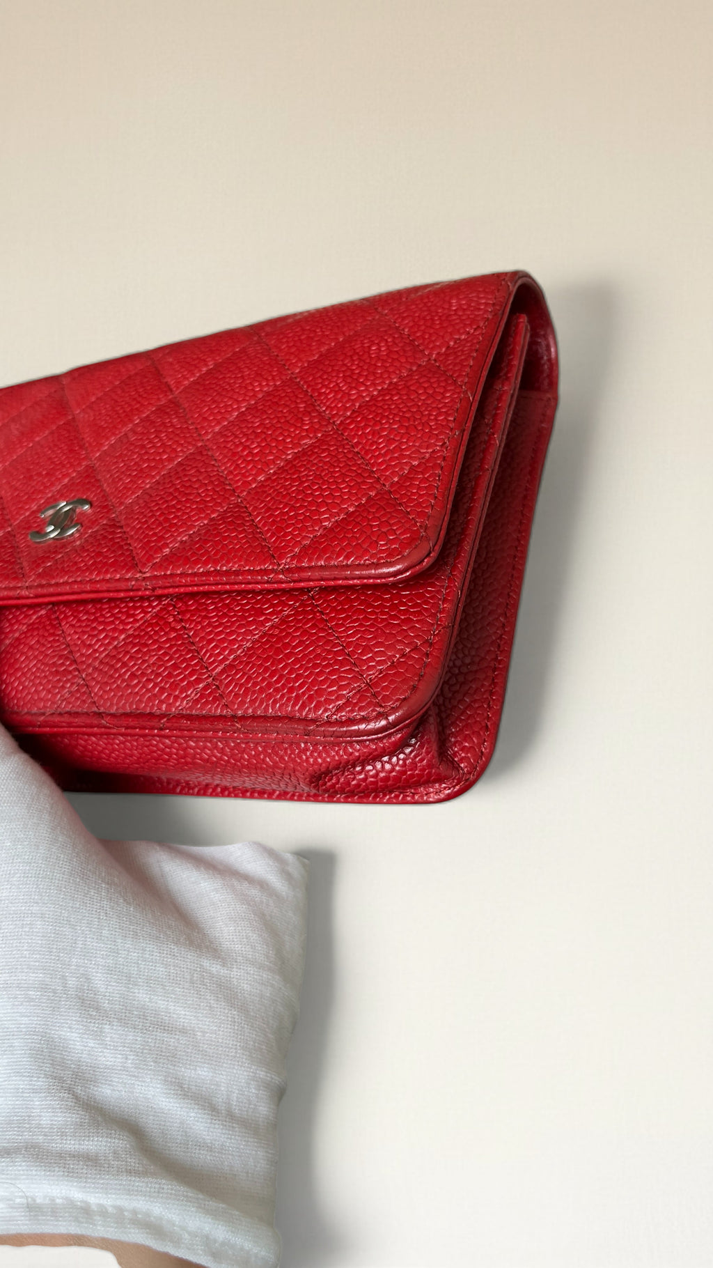 Chanel Classic Wallet On Chain Red Caviar Leather