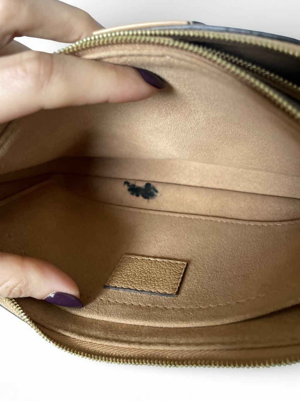 Louis Vuitton Multi Pochette Accessoires In Empreinte Leather With Large LV Monogram Print Caramel Colour