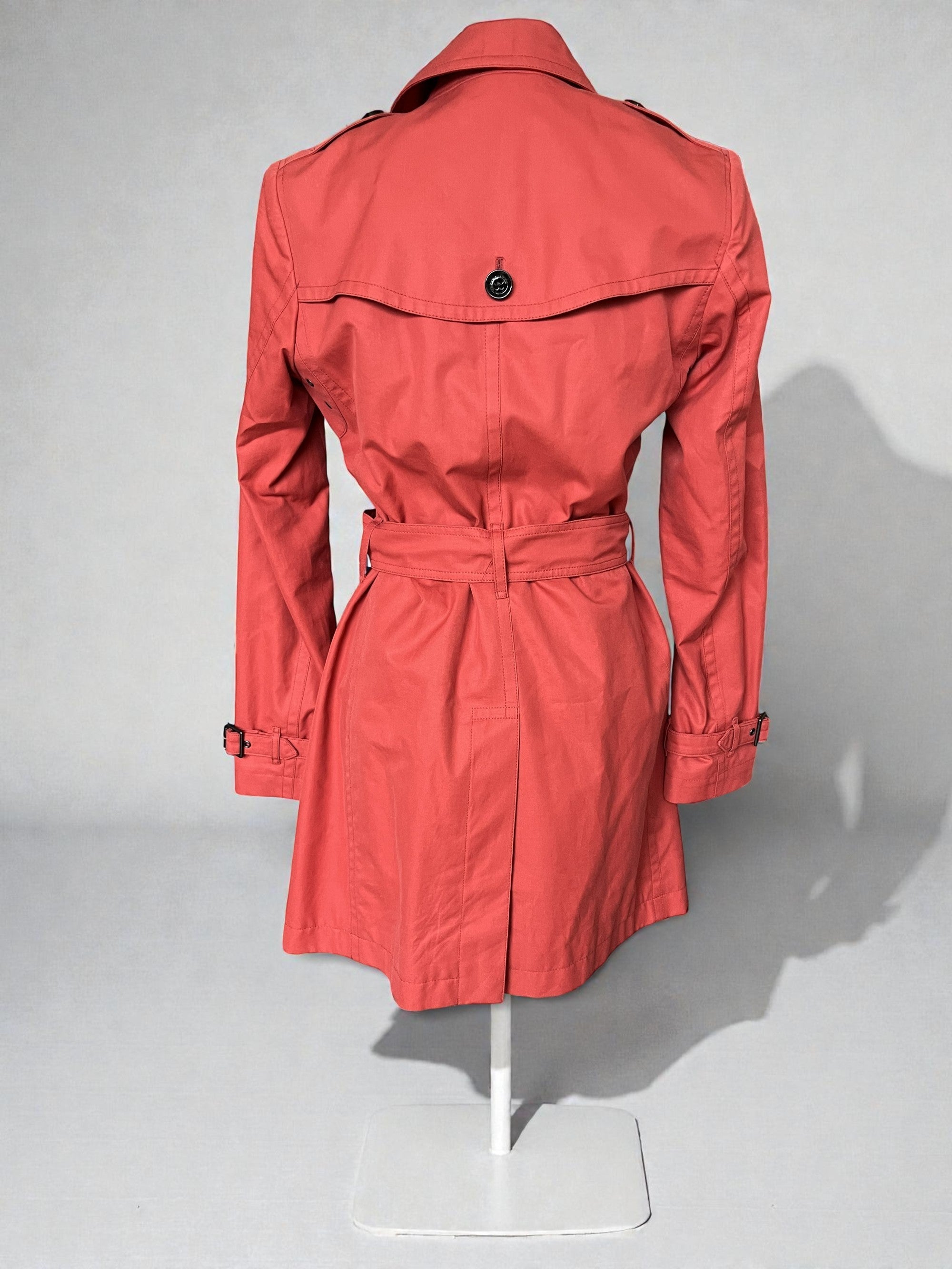 Burberry Classic Gabardine Cotton Trench Coat Brick Red Size S (UK 8)