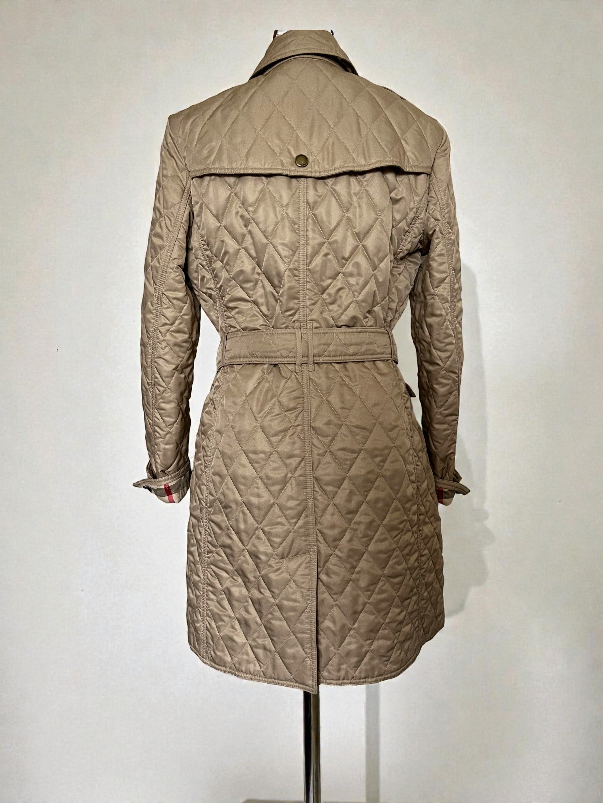 Burberry Quilted Mid-length Trench Coat Beige Size M