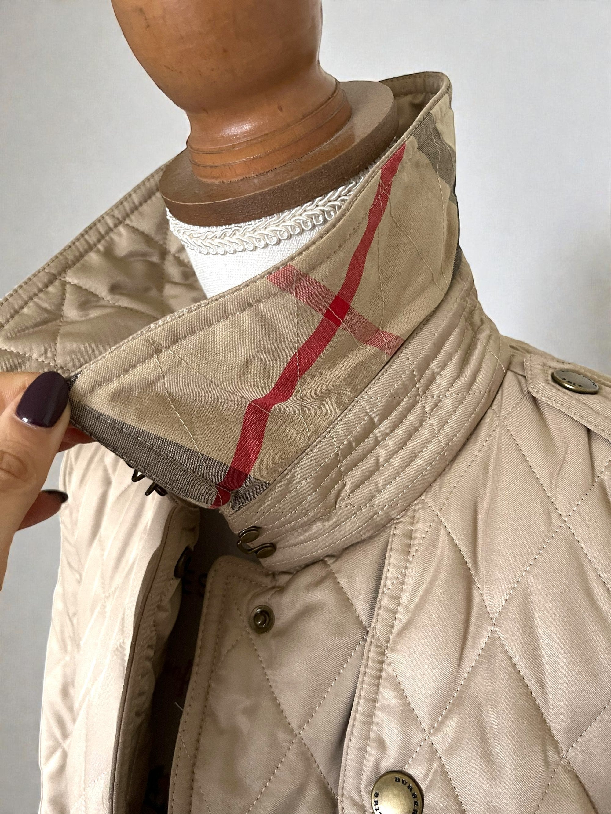 Burberry Quilted Mid-length Trench Coat Beige Size M