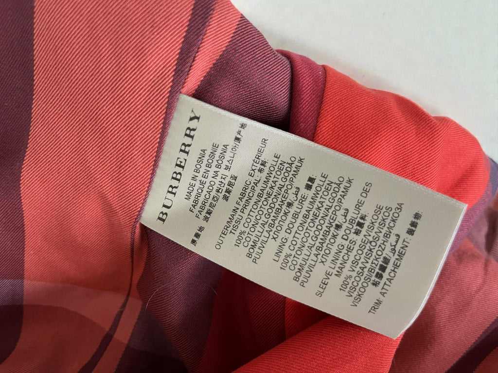 Burberry Classic Gabardine Cotton Trench Coat Brick Red Size S (UK 8)