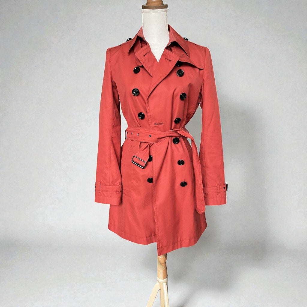 Burberry Classic Gabardine Cotton Trench Coat Brick Red Size S (UK 8)