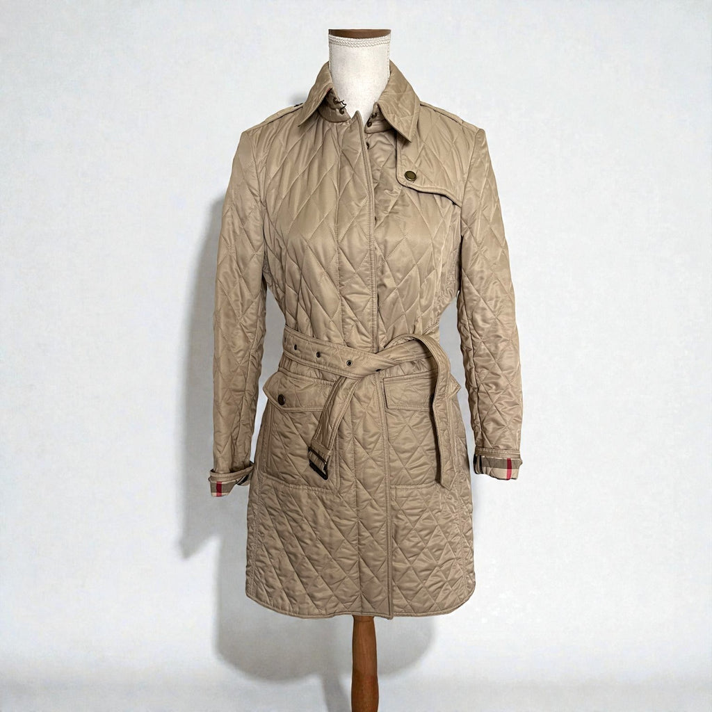 Burberry Quilted Mid-length Trench Coat Beige Size M