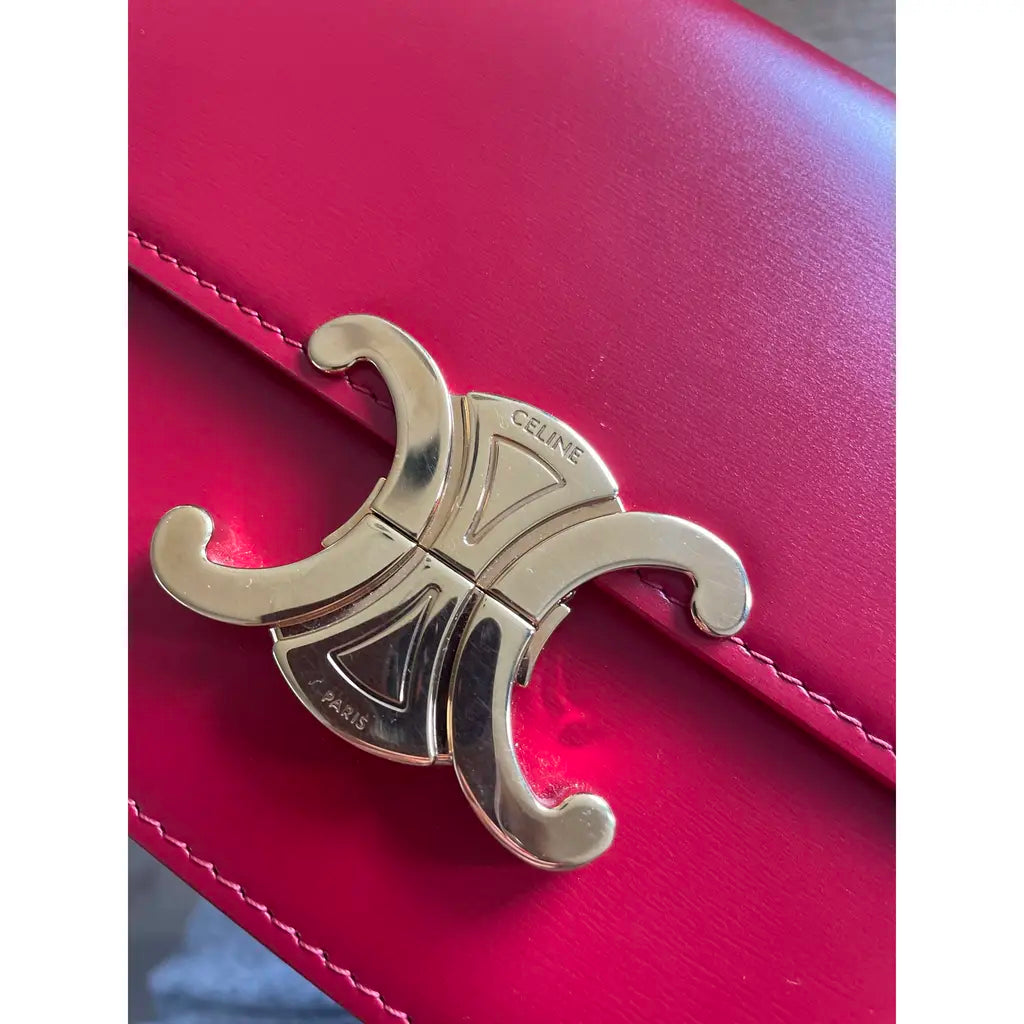 Celine Teen Triomphe Crossbody Bag Red Smooth Leather