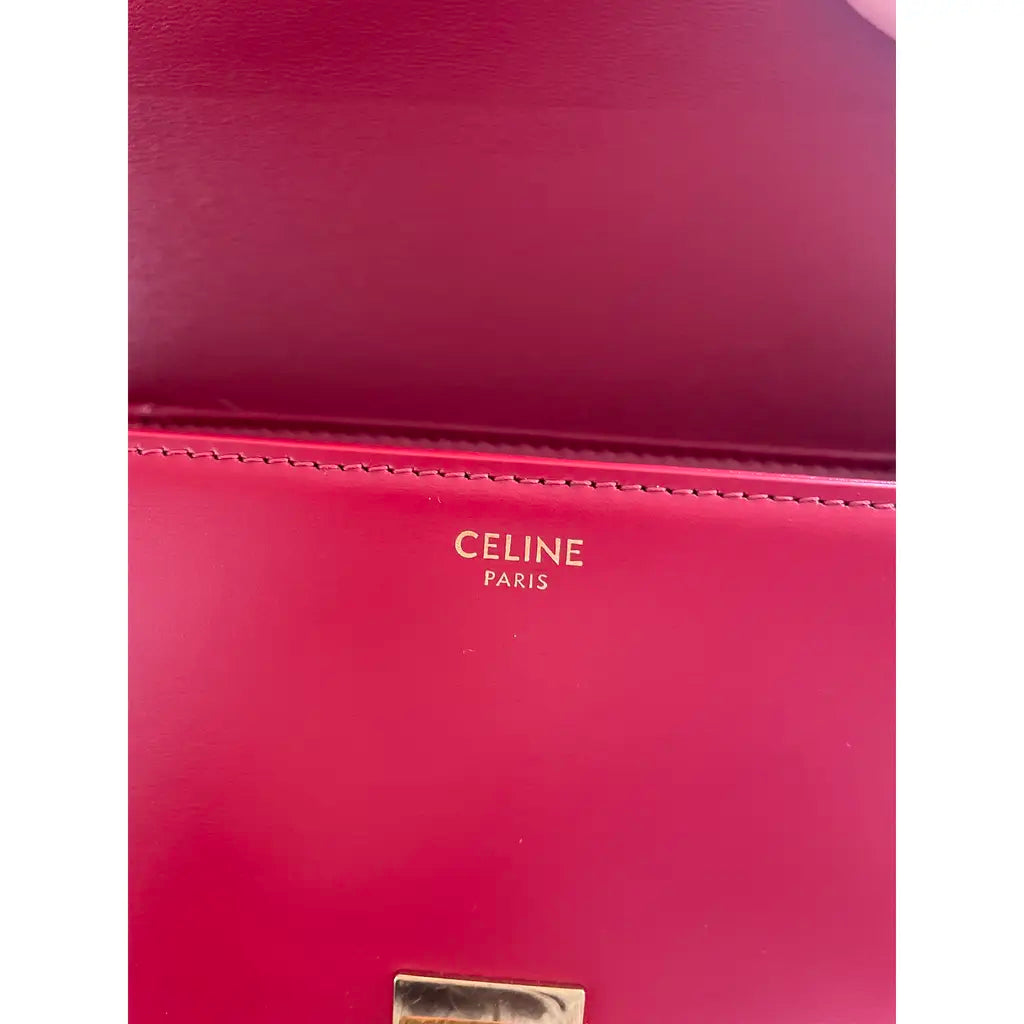 Celine Teen Triomphe Crossbody Bag Red Smooth Leather