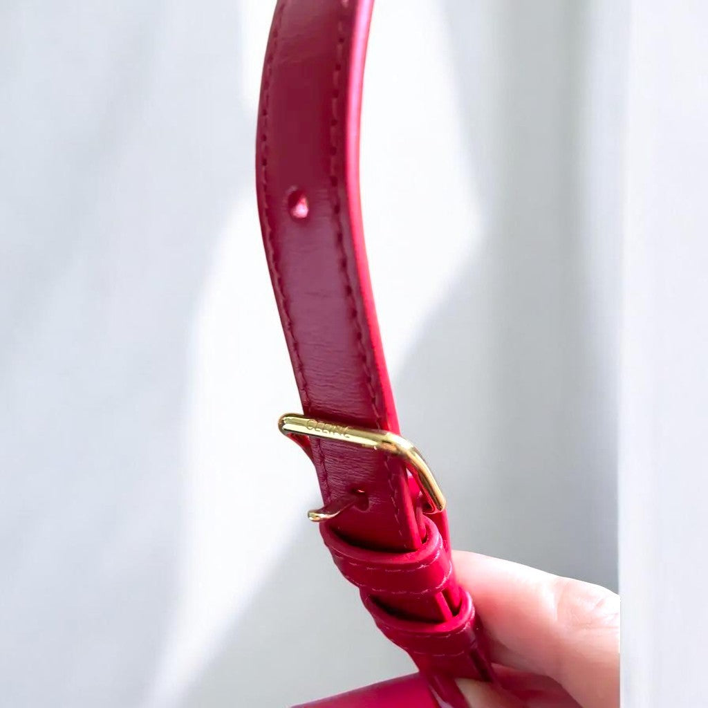 Celine Teen Triomphe Crossbody Bag Red Smooth Leather